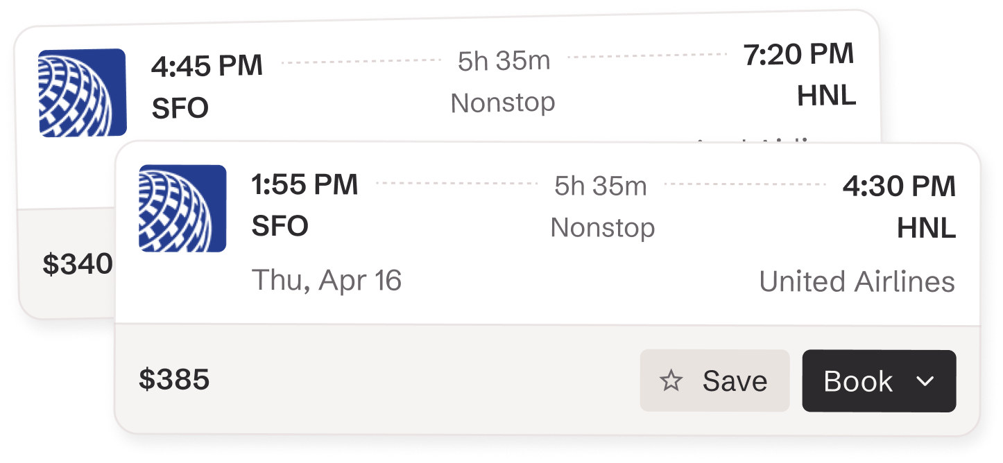 Flight and rail cards example