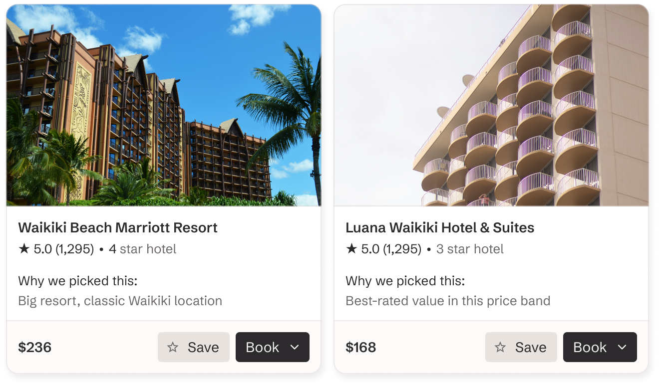 Hotel cards example